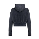 Мужской потертый старый кардиган с капюшоном на молнии с короткими рукавами